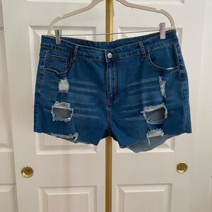 Stylish Distressed stretchy Blue Jean Shorts